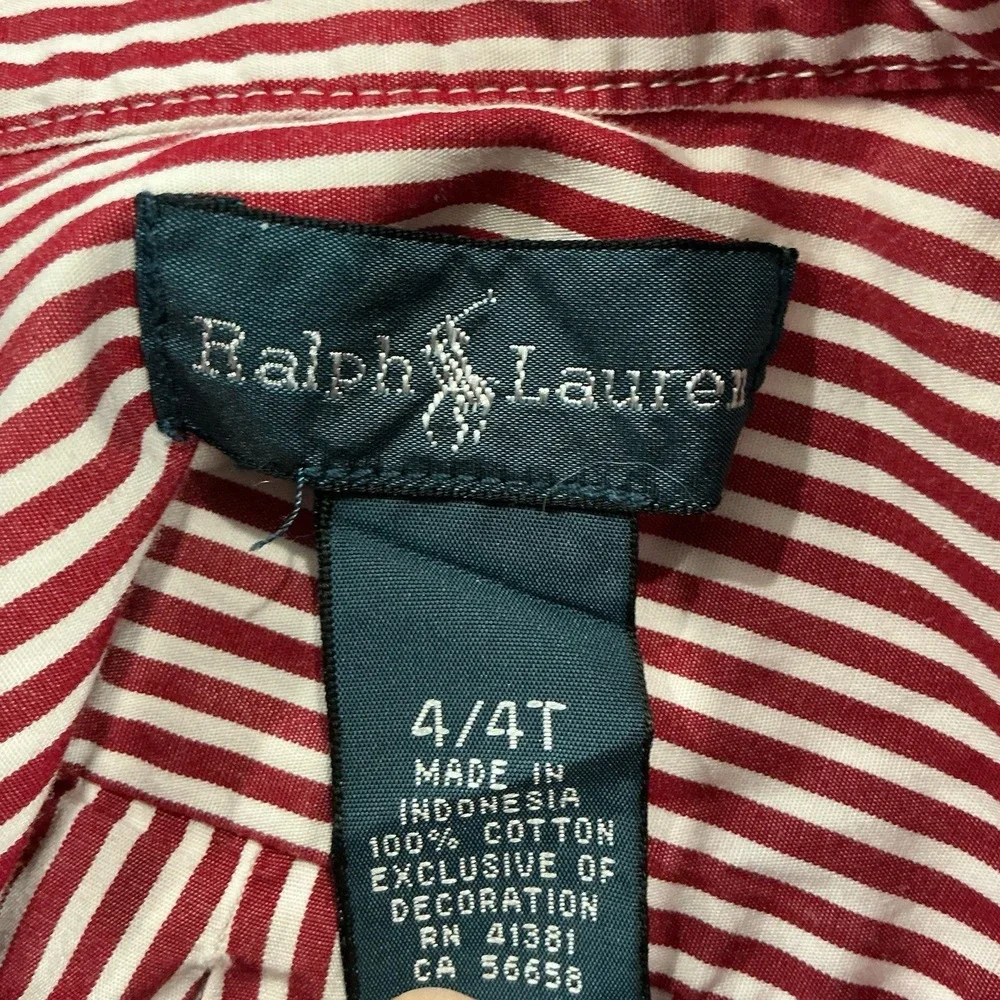 Ralph Lauren Boys Button Down Shirt Lot Of 2 Long Sleeve Sz 4 4T Striped Gingham